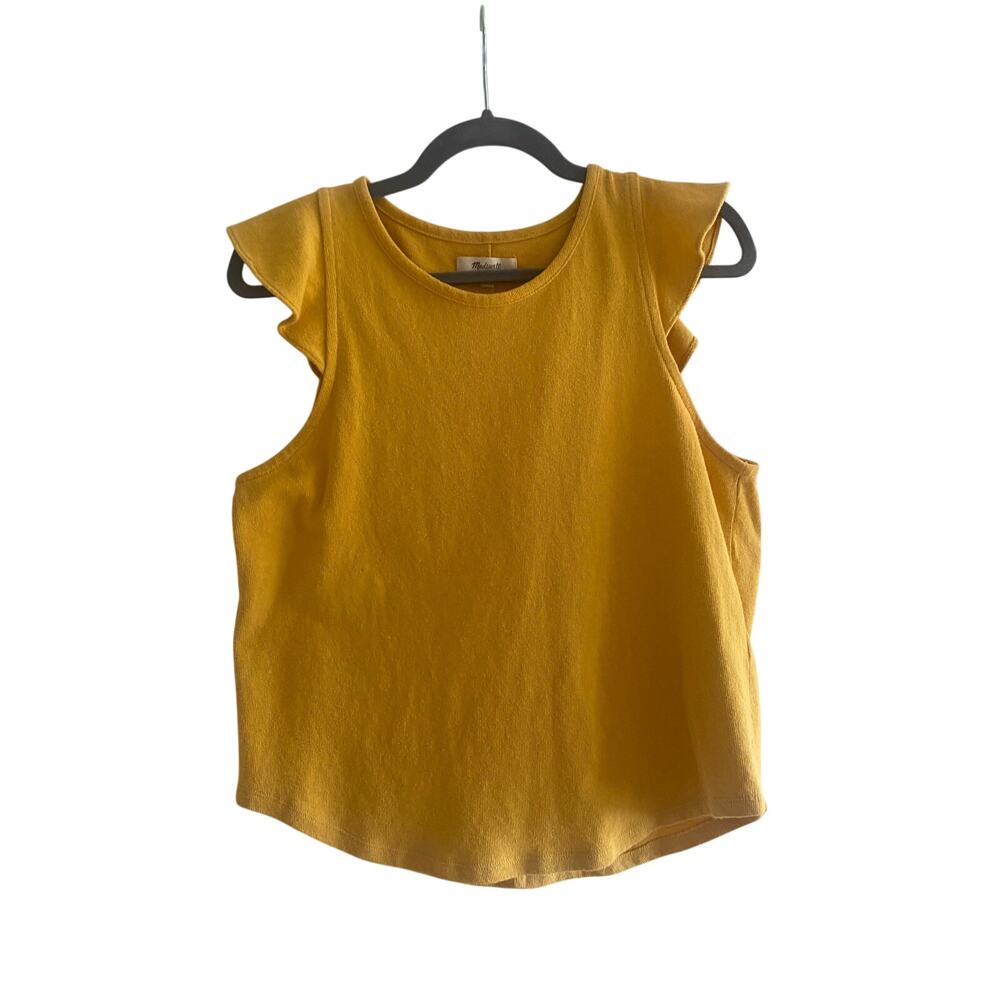Madewell Mustard Yellow Flutter Sleeve Top Medium